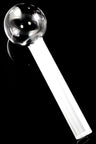 4″ white painted-stem glass oil burner pipe with clear round burner bowl; compact single-piece pipe.