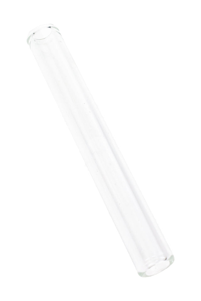Close-up of clear 4″ tube oil burner tube showing straight glass stem, US-made