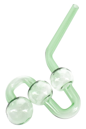 Light-green 8″ water dog oil burner pipe with three connected chambers and bent stem for cooler pulls.
