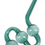 Teal 8″ water dog oil burner pipe showing angled mouthpiece and triple cooling bubbles on a curved stem.