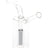 Mini clear glass oil burner rig with internal colored perc, 3″ tall, straight mouthpiece and fixed globe burner; lightweight ~60 g design.