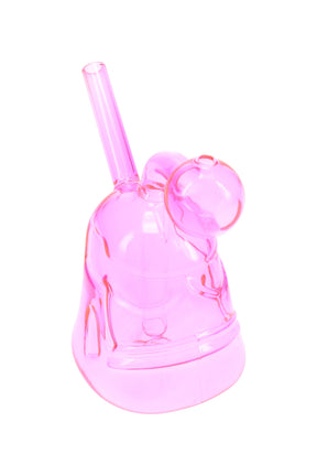 Pink 3″ glass trooper oil burner rig highlighting compact helmet shape, side globe burner, and short angled tube.