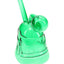 Green 3″ glass trooper oil burner rig with rounded base, angled mouthpiece, and fixed globe burner on side.