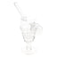5.5″ clear glass spiral chamber oil burner rig with flared foot and angled straw mouthpiece.