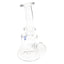5.5″ small beaker-style clear glass oil burner rig with curved neck and side-mounted bubble burner.