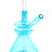 Blue beaker-style mini oil burner with glass-on-glass joint and angled straw; compact 6″ design on white background.