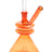 Orange beaker oil burner showing double-donut neck, glass-on-glass joint, and angled straw mouthpiece, studio white background.