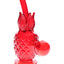 Red glass pineapple oil burner rig highlighting textured grip, rounded base, and side globe burner, 5.5″.
