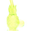 Neon yellow glass pineapple oil burner rig with leafy top and spherical burner, small 5.5″ form.