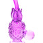 Purple glass pineapple oil burner rig with angled mouthpiece and round globe burner, 5.5″ tall on white.