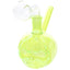 3½″ neon green glass pumpkin skull mini oil burner featuring clear bubble burner and angled straw-style mouthpiece; assorted colors.