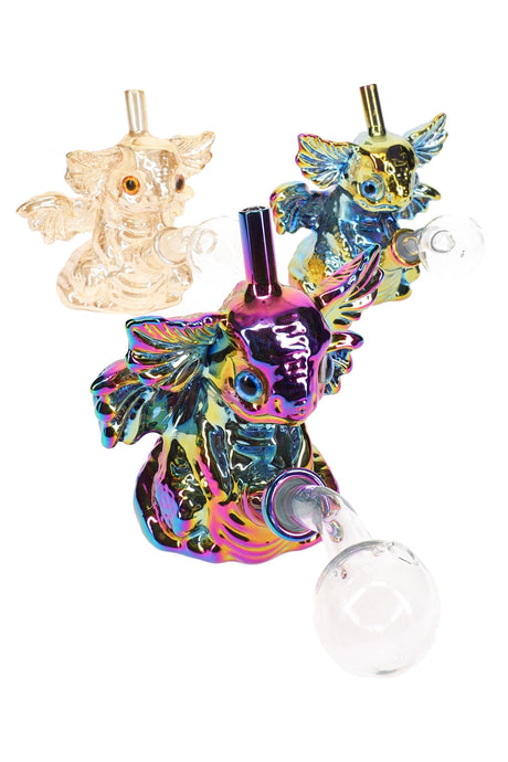 Assorted metallic sea-creature oil burner rigs in mixed colors with 14.5 mm bowls, group display on white