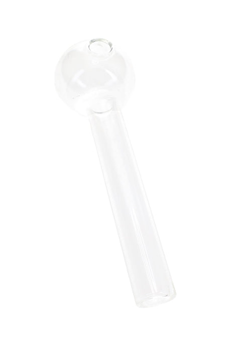 Clear 4″ thick glass oil burner pipe with straight tube, rounded chamber and single top opening