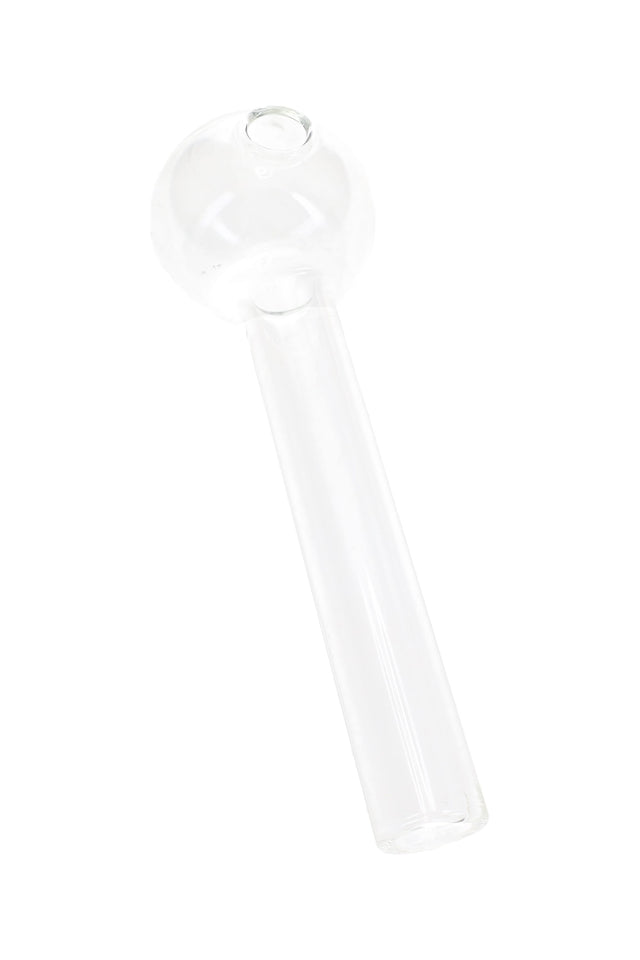 Clear 4″ thick glass oil burner pipe with straight tube, rounded chamber and single top opening