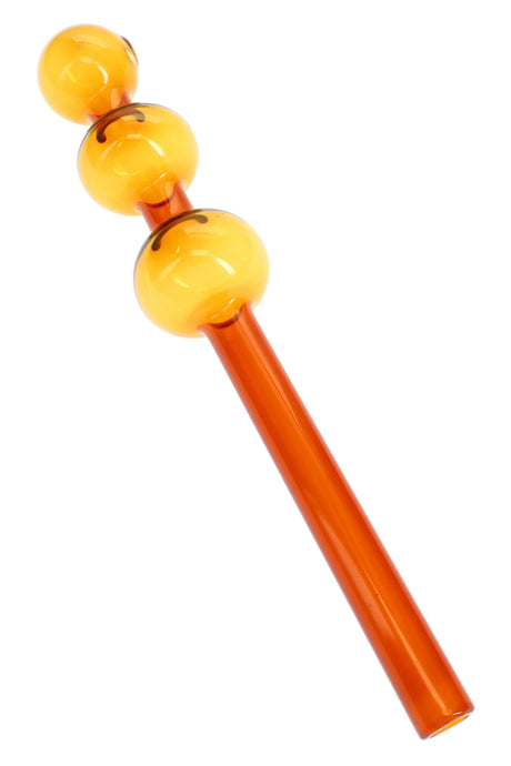 Amber triple glass oil burner pipe with straight mouthpiece and 7.5 inch colored glass body