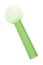 Green 4″ glass oil burner pipe with jumbo round chamber, straight stem, and side opening