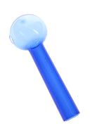 Blue 4″ glass oil burner pipe with jumbo round chamber, straight stem, and side opening