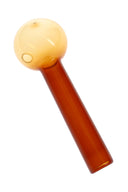 Amber 4″ glass oil burner pipe with jumbo round chamber, straight stem, and side opening