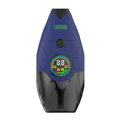 Blue Ooze Hover concentrate vaporizer with textured body, digital screen, and protective lower cover