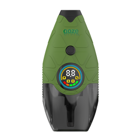 Ooze Hover concentrate vaporizer used beside a concentrate jar with digital display visible