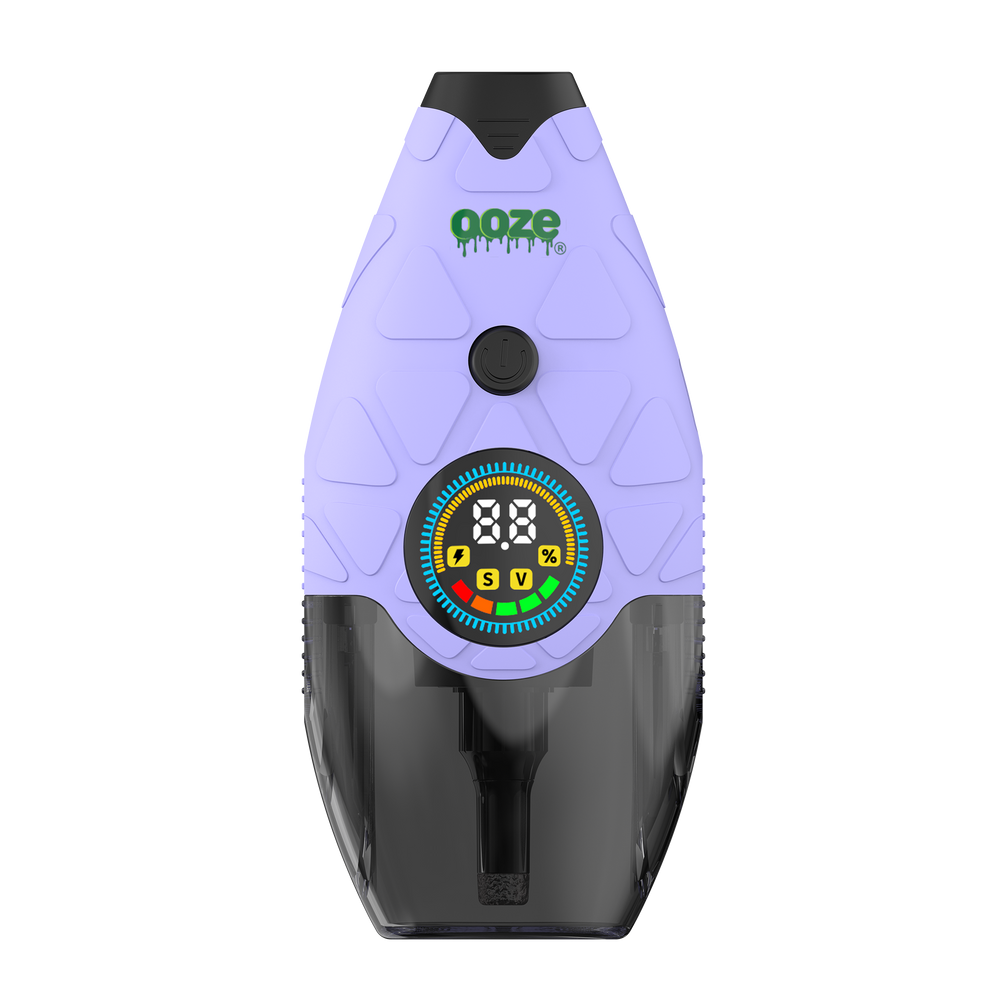 Lavender Ooze Hover concentrate vaporizer with digital display, power button, and protective lower cover