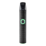 Black Ooze Pinch dry herb vaporizer with textured finish, black mouthpiece, and illuminated button