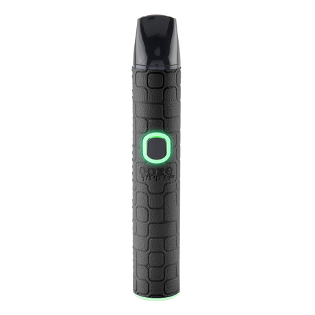 Black Ooze Pinch dry herb vaporizer with textured finish, black mouthpiece, and illuminated button