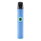Light blue Ooze Pinch dry herb vaporizer with textured grip, black mouthpiece, and lit power button
