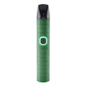 Green Ooze Pinch dry herb vaporizer with textured grip pattern, black mouthpiece, and lit display button