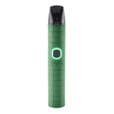 Green Ooze Pinch dry herb vaporizer with textured grip pattern, black mouthpiece, and lit display button