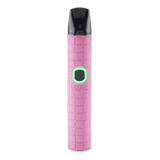 Pink Ooze Pinch dry herb vaporizer with compact textured shell, black mouthpiece, and LED button