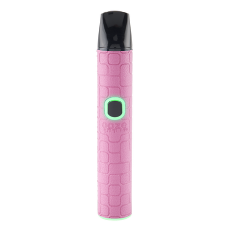 Pink Ooze Pinch dry herb vaporizer with compact textured shell, black mouthpiece, and LED button