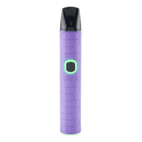 Purple Ooze Pinch dry herb vaporizer with textured body, black mouthpiece, and glowing control button