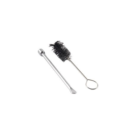 Ooze Pinch cleaning brush and metal stirring tool for maintaining the dry herb vaporizer chamber