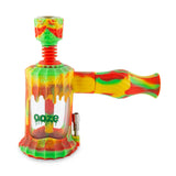 Rasta Ooze Clobb hybrid water pipe with red, yellow, and green silicone plus clear glass chamber