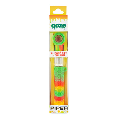 Rasta Ooze Piper silicone pipe and chillum in retail packaging with clear front product view