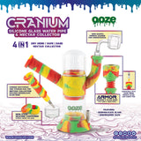 Rasta Ooze Cranium water pipe assembled with clear chamber and titanium accessory mount