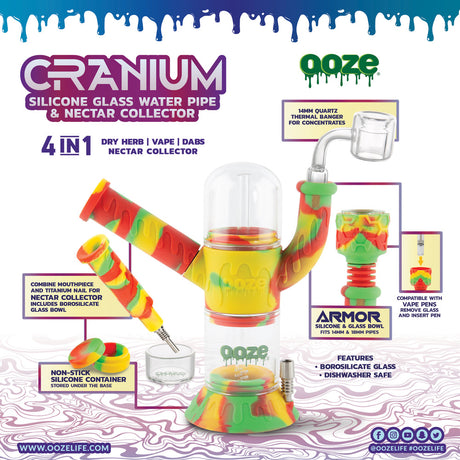 Ooze Cranium Silicone / Glass 4-in-1 Hybrid Water Pipe - WP3541