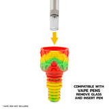 Rasta silicone dab straw with titanium tip and drip-texture body shown from an angled side view