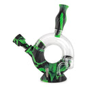 Chameleon Ooze Ozone hybrid water pipe with black green swirl silicone and clear glass chamber