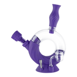 Ultra purple Ooze Ozone 4-in-1 water pipe with clear glass chamber and quartz banger