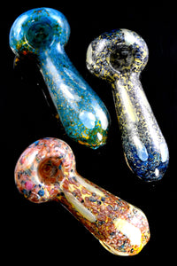 Small Silver Fumed Frit Glass Pipe - P1434