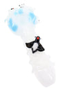 Empire Glassworks glass hand pipe with frosty white body, aqua bowl, and sculpted penguin accents