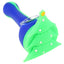 Blue and green silicone pipe with Christmas tree cap and clear glass bowl, pocket-friendly spoon shape.
