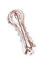 Small multicolor striped glass spoon pipe with coil detail and pocket-size dry herb design