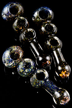 Triple Bowl Silver Fumed Frit Glass Pipe - P1768