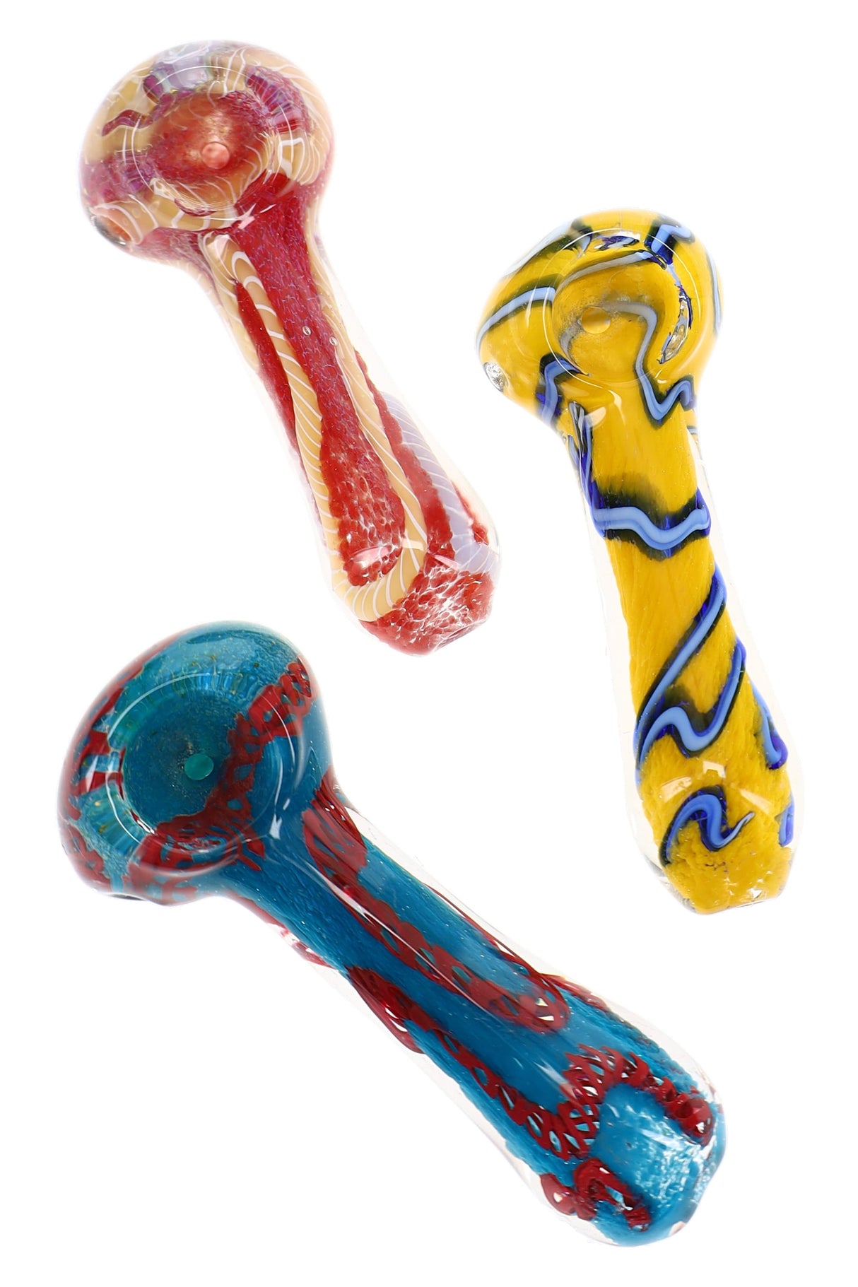 (Assorted Colors) 3.5″ Striped Frit Glass Pipe