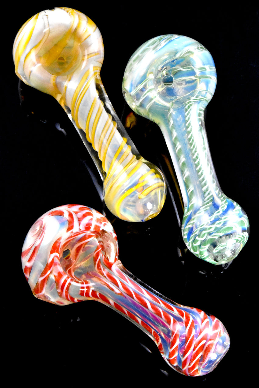 Color Changing Striped Glass Pipe - P2015