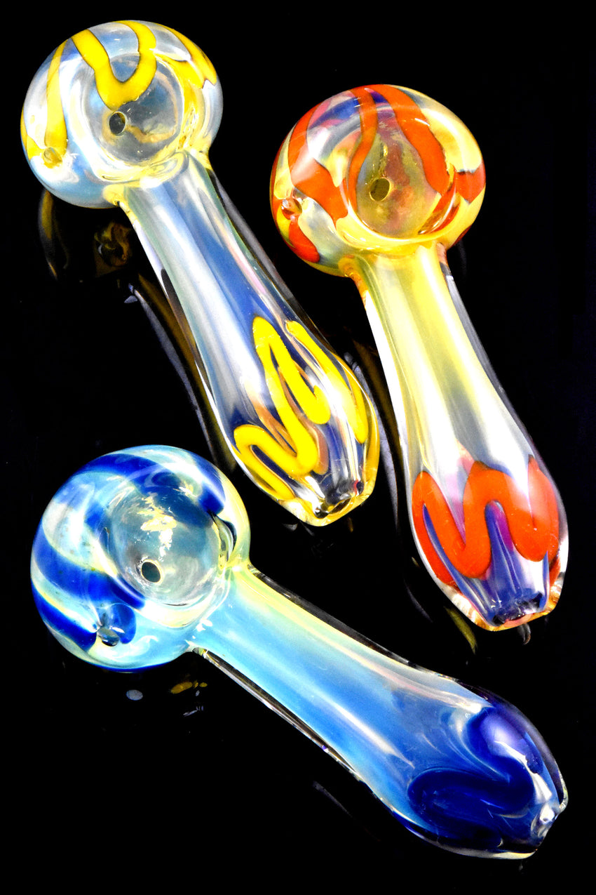 Small Color Changing Multicolor Striped Glass Pipe - P2191
