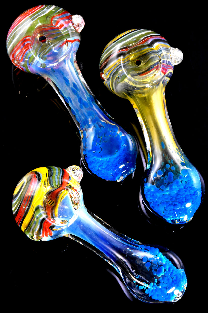 Color Changing Confetti Frit Striped Glass Pipe - P2376